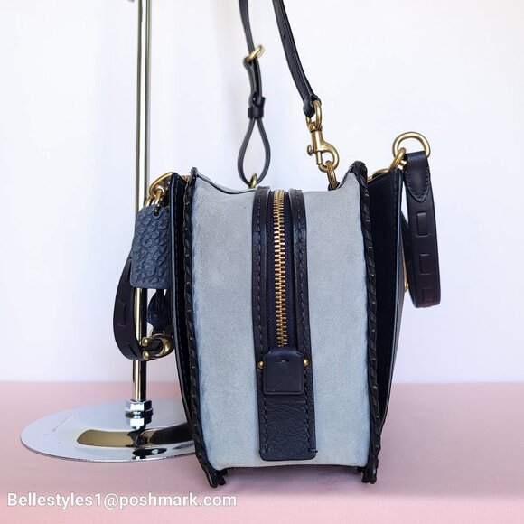 COACH Dreamer 27 Whipstitch Colorblocked Mixed Leather & Suede Satchel-Ink Mult⭐ - Picture 14 of 16